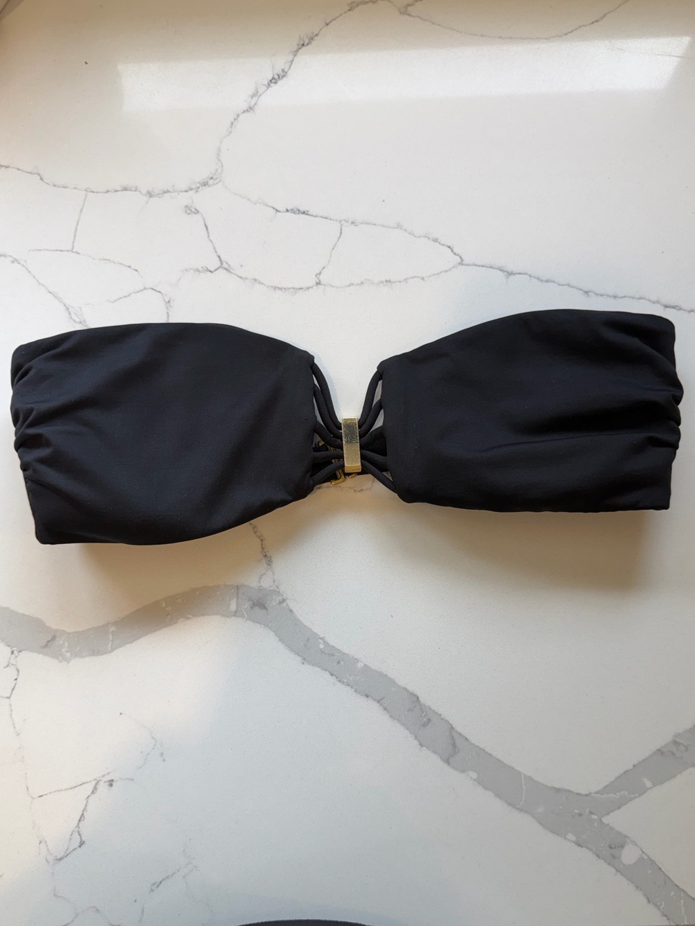 Victoria's Secret Black Bandeau Bikini Top with Center Hardware Size S